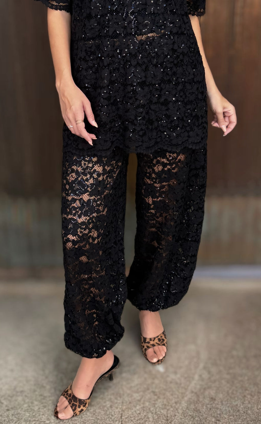 Love & Divine Bukser - Love1525-1 - Black Lace Sequins