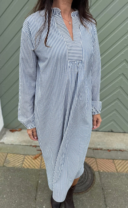 Say INA Copenhagen Kjole - Winnie New LS - Navy Blue Striped
