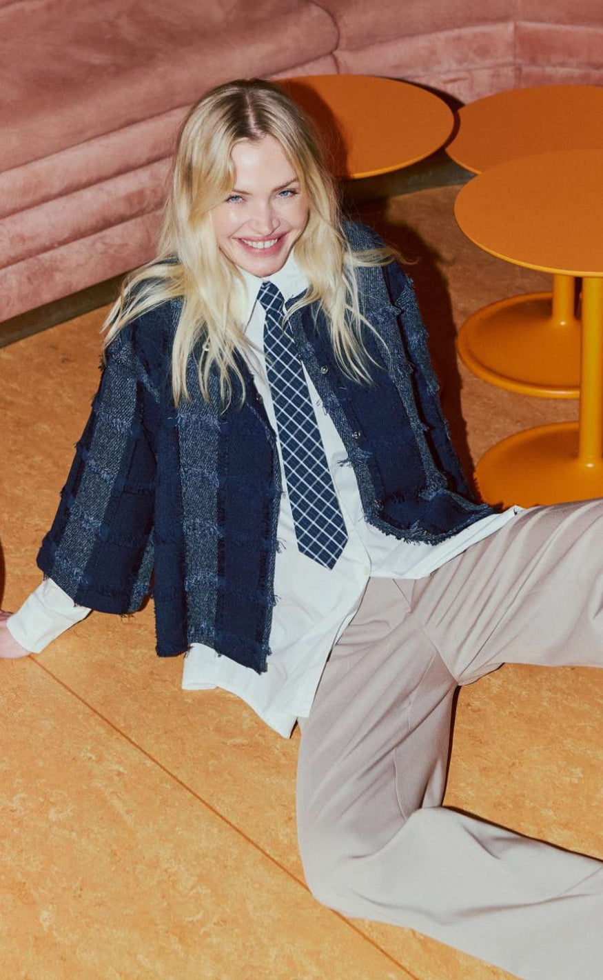 Freequent Jakke - Jolene - Navy Blazer w. Star Off-white