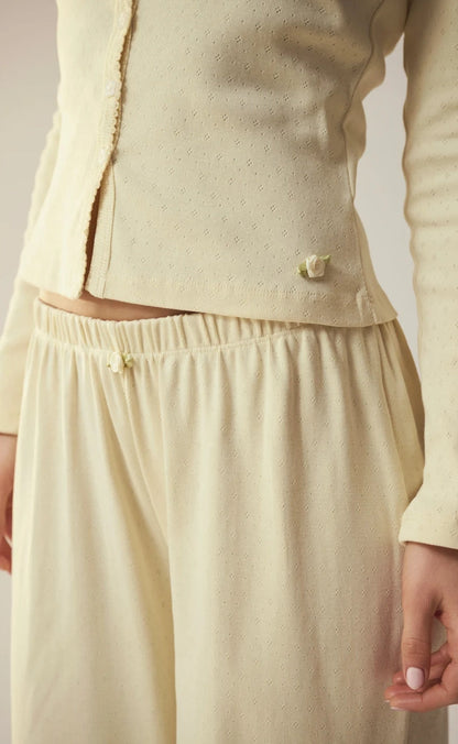 Maanesten Cardigan - Winter Pointelle - Butter Yellow