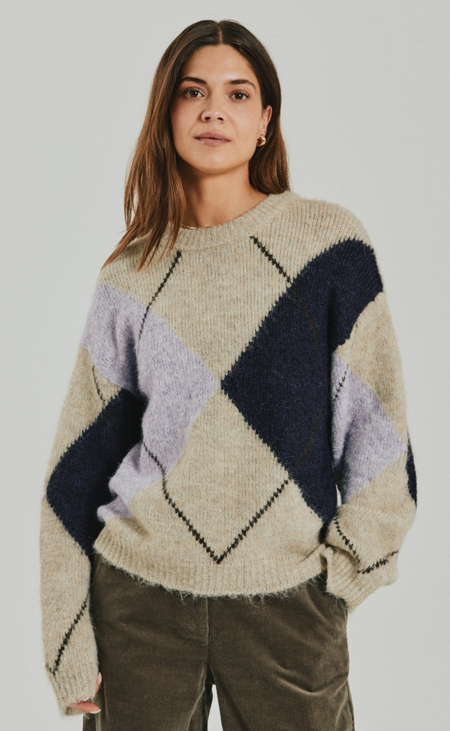 Freequent Strik - Grslulu Argyle - Oyster Grey Mel w. Iris Mel.