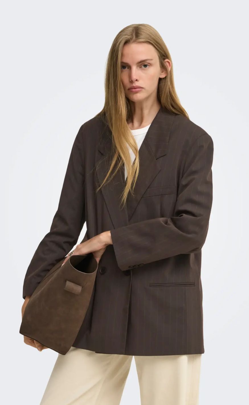 ONLY Blazer - Alden - Mole Pumix Stone Pinstripes
