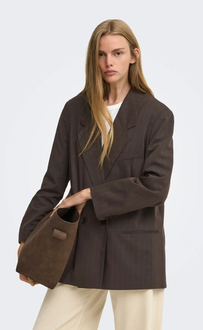 ONLY Blazer - Alden - Mole Pumix Stone Pinstripes