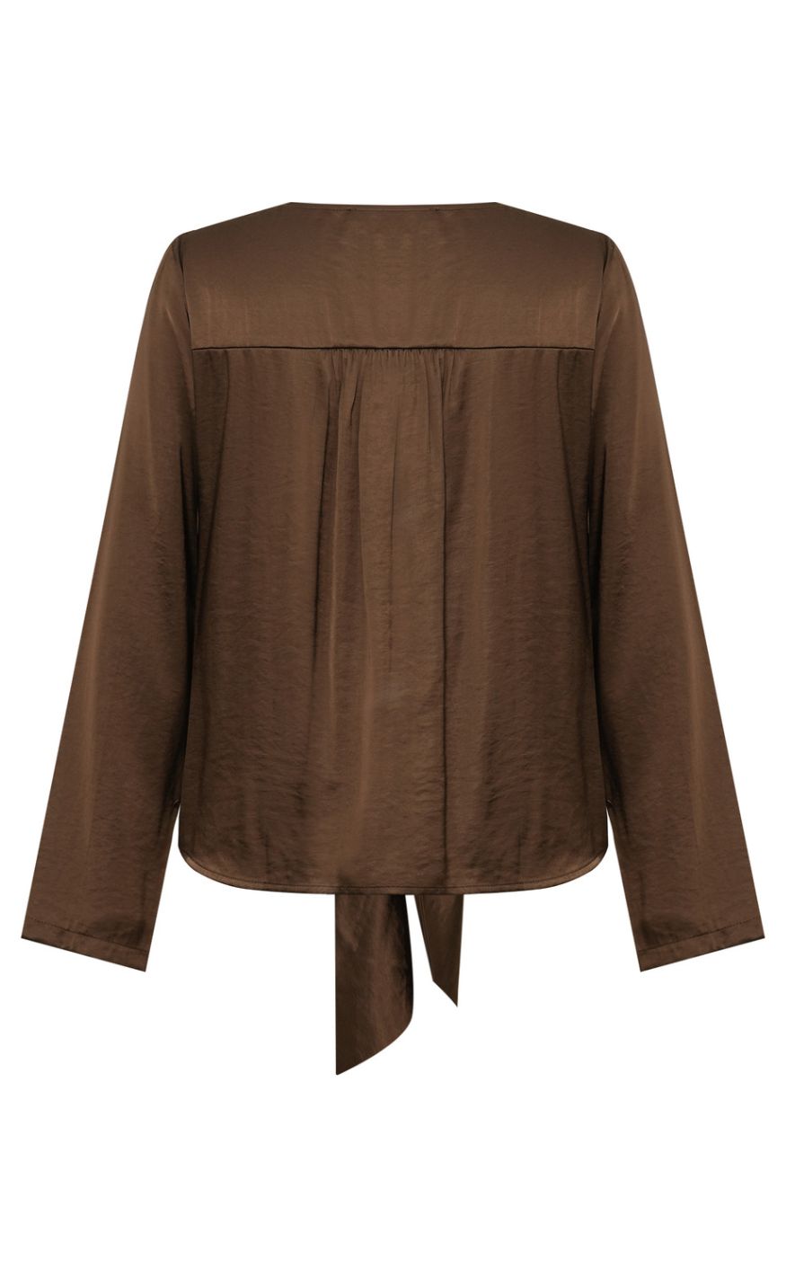 A-View Bluse - Carrie Tie - Dark Brown