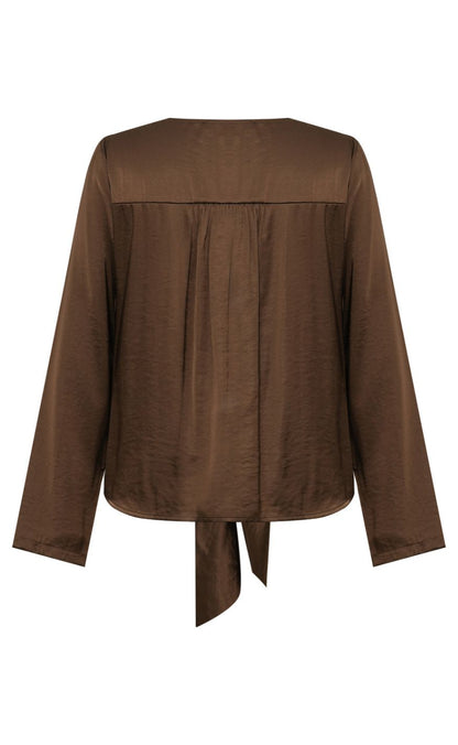 A-View Bluse - Carrie Tie - Dark Brown