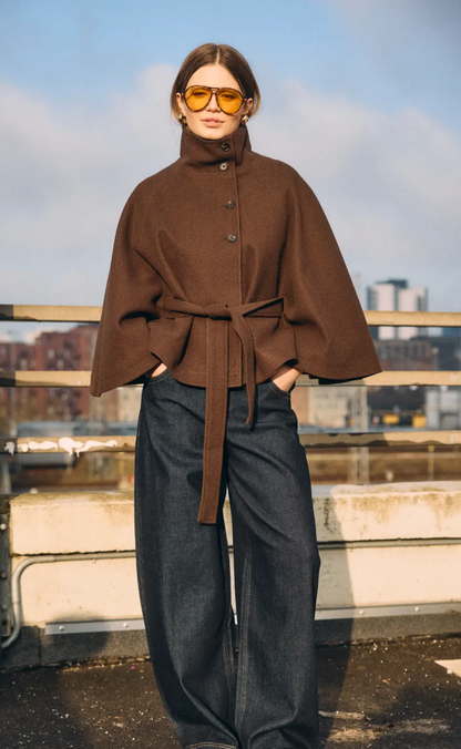 Noisy May Jakke - Lucy Cape - Chocolate Brown Melange