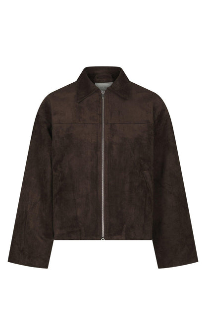 Neo Noir Jakke - Titan Faux Suede - Dark Brown