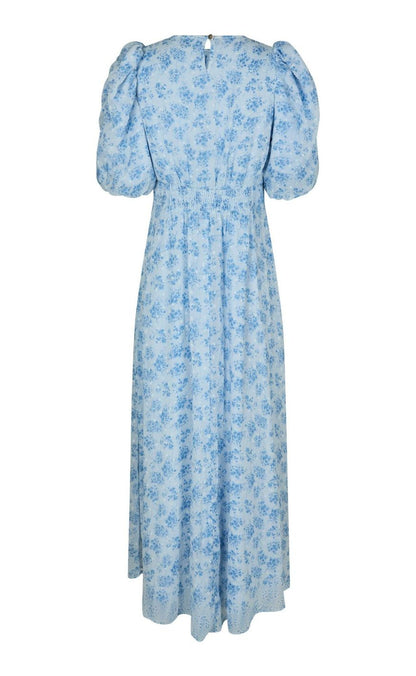 Neo Noir Kjole - Kikka Chiffon Flower - Light Blue