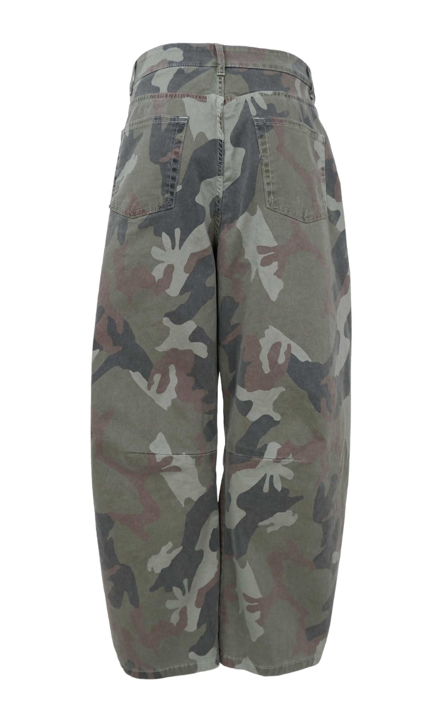 Black Colour Bukser - Aila Barrel - Army Camouflage