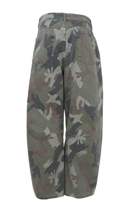 Black Colour Bukser - Aila Barrel - Army Camouflage