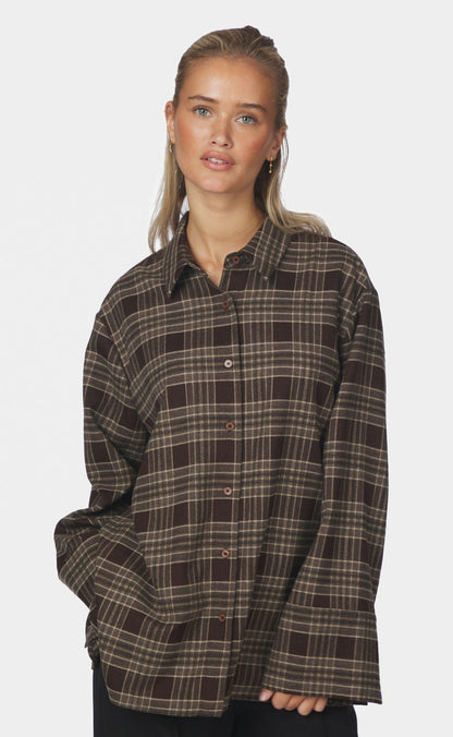 Neo Noir Skjorte - Dita Flannel Check - Brown