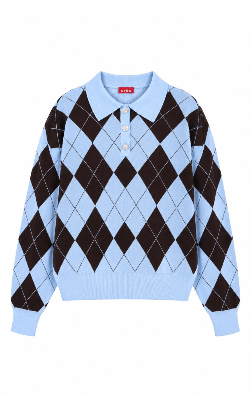 Cras Pullover - Lovemy - Blue Brown Checks