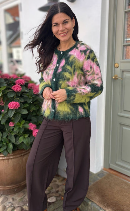 Freequent Cardigan - Lippi - Deep Forest Mel w. f. Pink Mel.