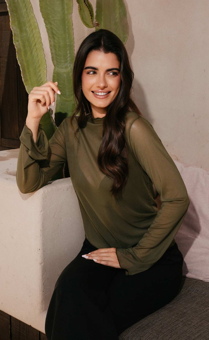 Liberte Bluse - Mesh Trompet - Army
