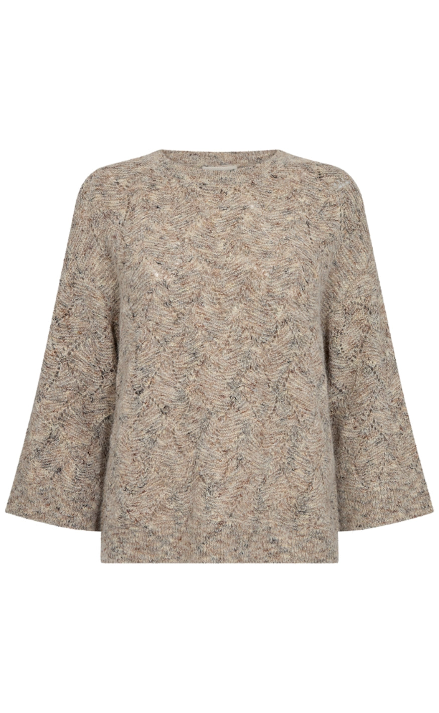 Freequent Striktrøje - Estweed - Oyster Grey Melange