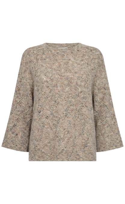 Freequent Striktrøje - Estweed - Oyster Grey Melange