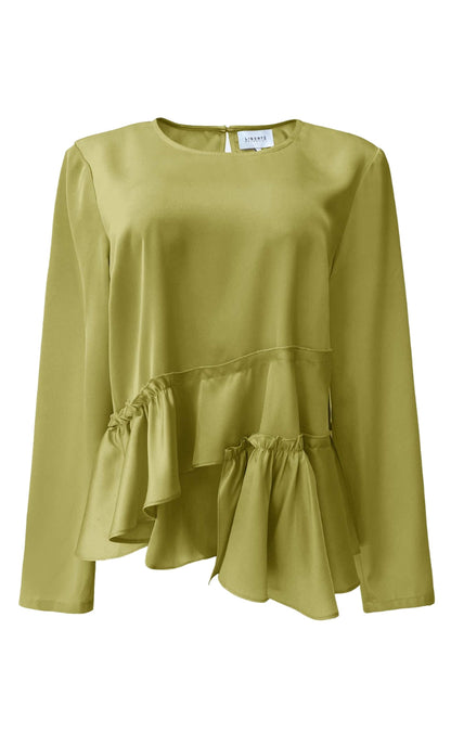 Liberte Bluse - Fie LS Frill - Avocado