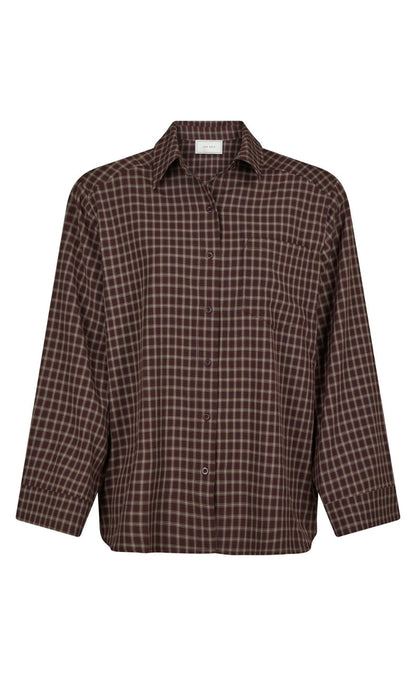 Neo Noir Skjorte - Anella Check - Chocolate Plum