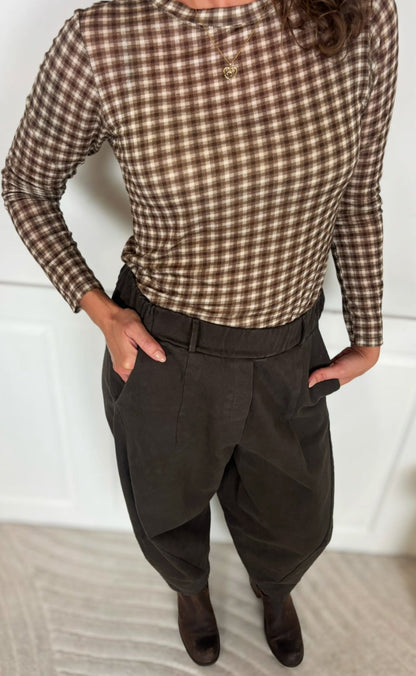 Marta Du Chateau Top - Elissa - Brown Check