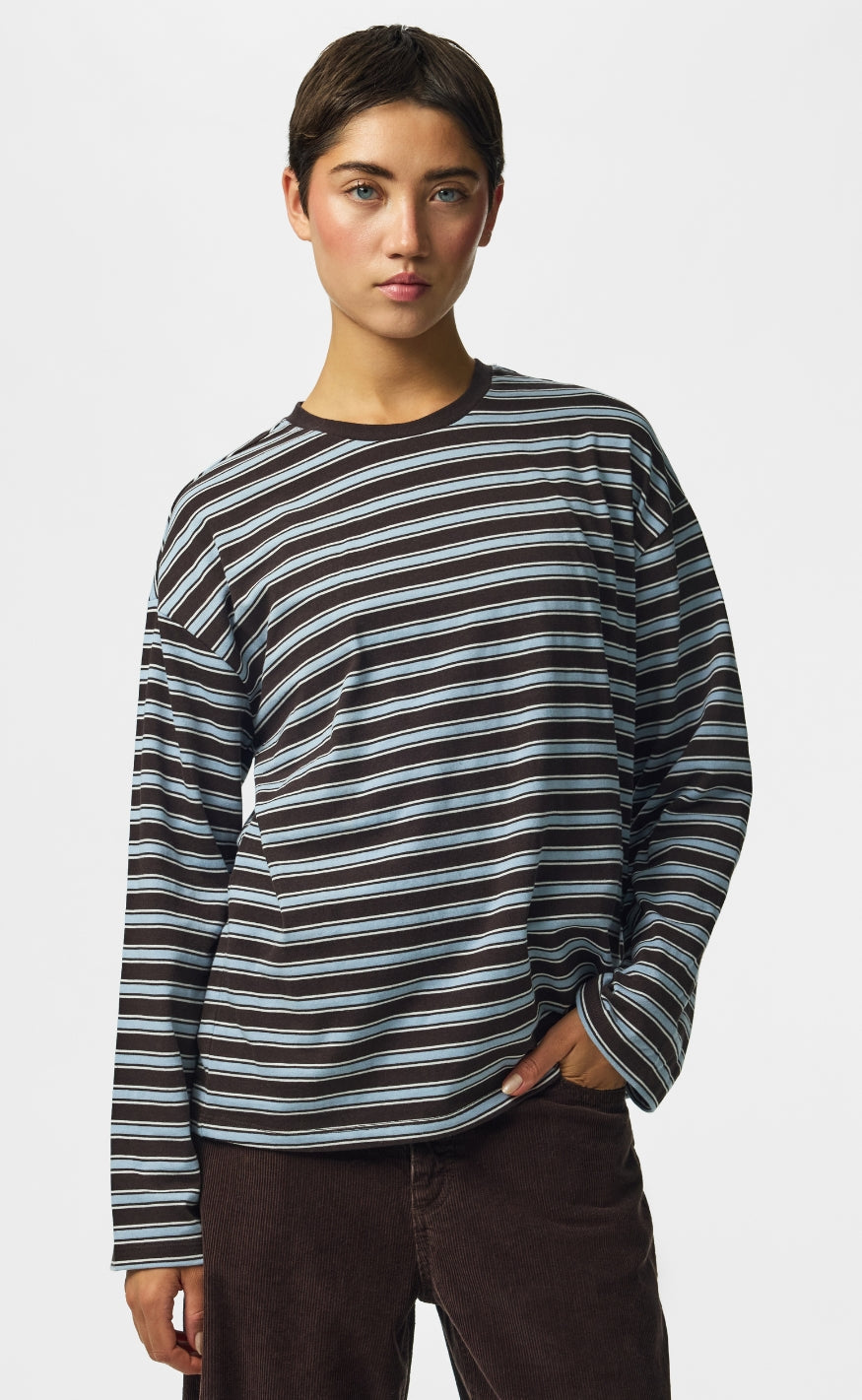 Pieces Bluse - Sadie - Ganache /Cashmere Blue/ Cloud Dancer