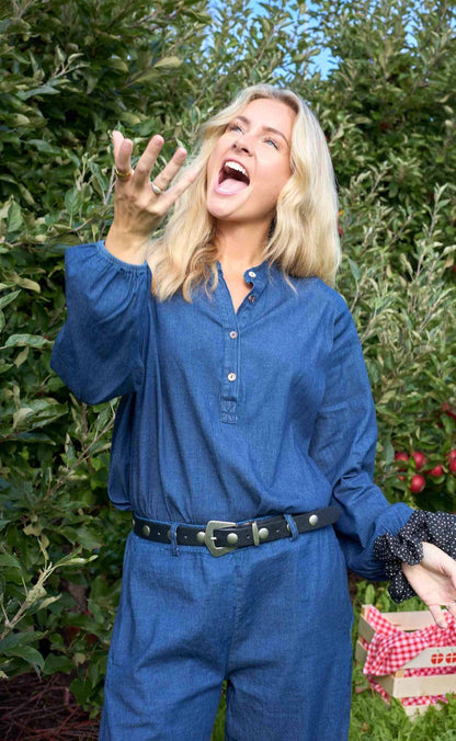 Black Colour Bluse - Carey Raglan - Denim
