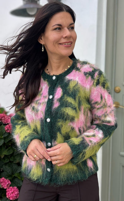 Freequent Cardigan - Lippi - Deep Forest Mel w. f. Pink Mel.