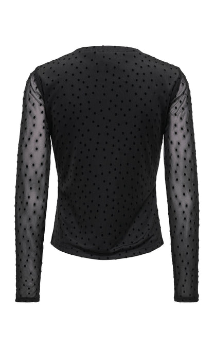 ONLY Bluse - Nova Mesh - Black/Black Dots