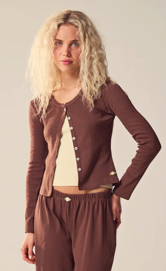 Maanesten Cardigan - Winter Pointelle - Brown