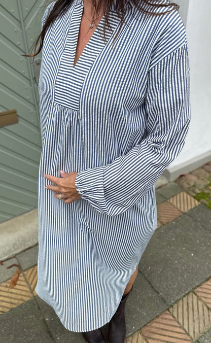 Say INA Copenhagen Kjole - Winnie New LS - Navy Blue Striped