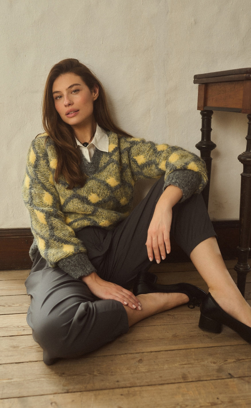 Culture Pullover - Gilan - Grey/Yellow