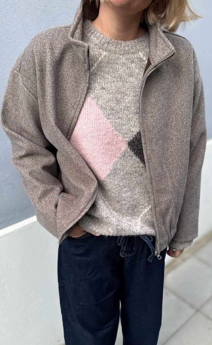 Freequent Strik - Grslulu Argyle - Desert Taupe Mel w. Pale M Mel.