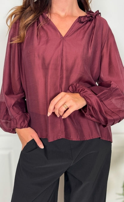 Black Colour Bluse - Linda - Plum