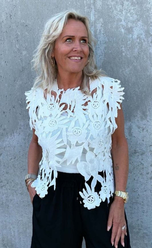 Tim og Simonsen Top - Yrsa Lace - Ivory