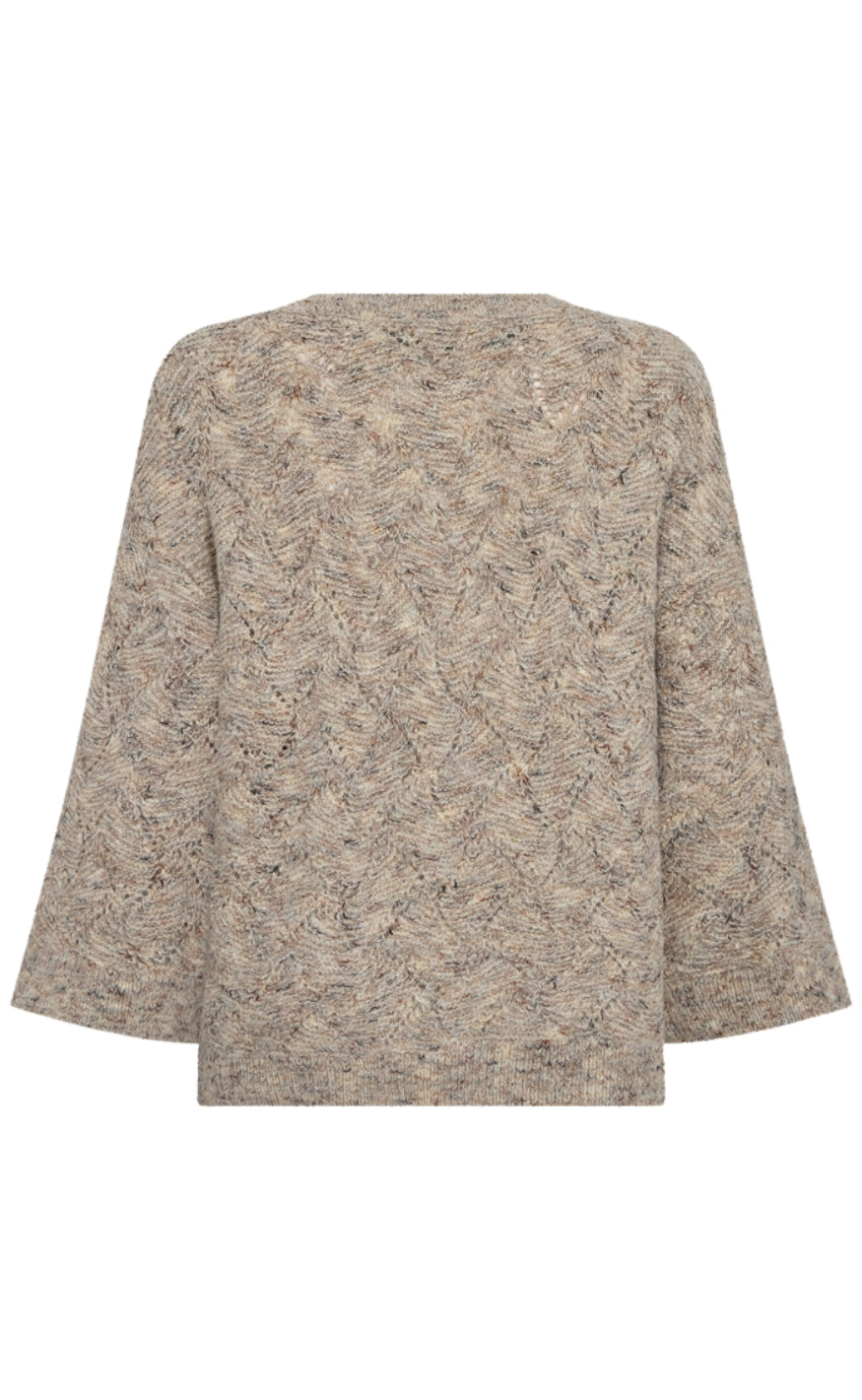 Freequent Striktrøje - Estweed - Oyster Grey Melange
