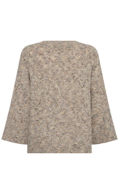 Freequent Striktrøje - Estweed - Oyster Grey Melange