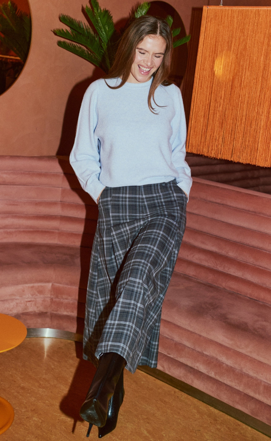 Freequent Nederdel - Kris - Mole w. Chambray Blue