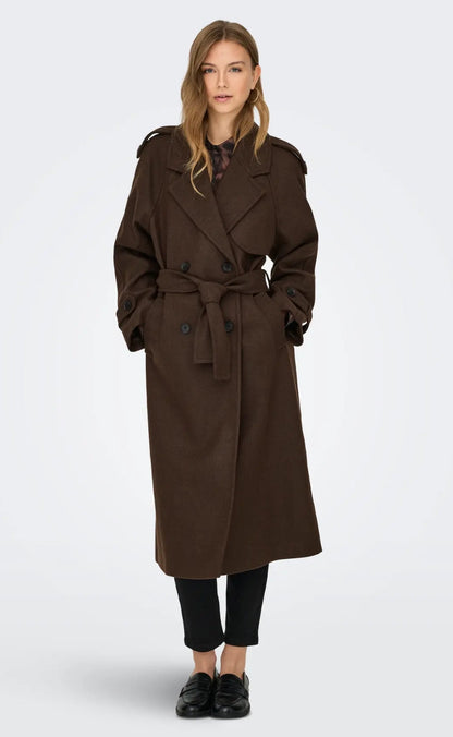 ONLY Frakke - Dear Long - Chocolate Brown Melange