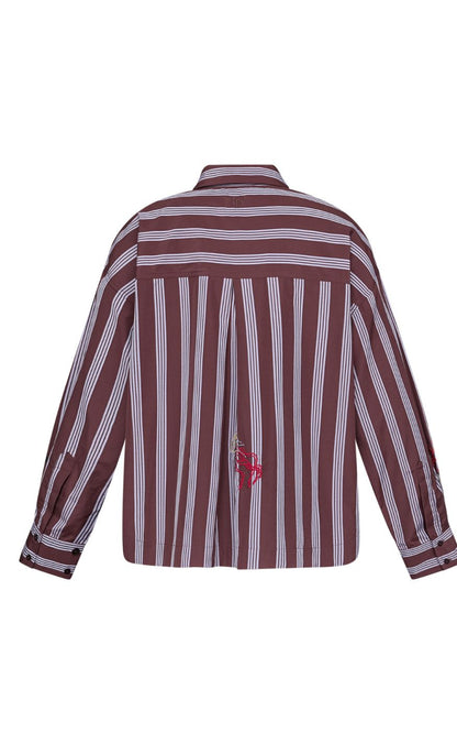 Love & Divine Bluse - love1555-1 - Brown Stripes Emb.