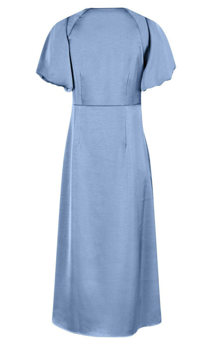 Neo Noir Kjole - Illana Heavy Sateen - Smoke Blue