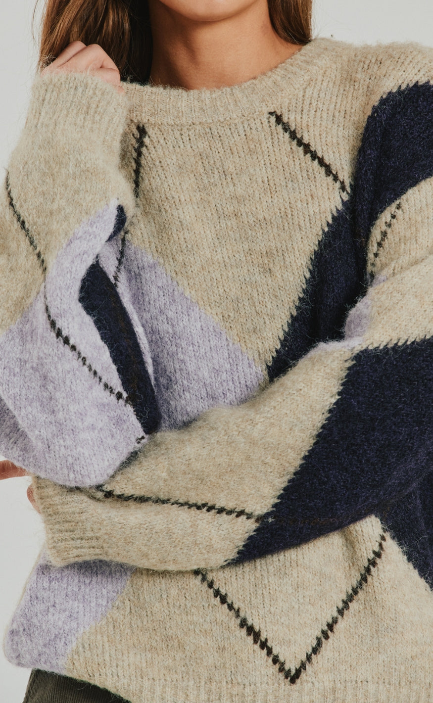 Freequent Strik - Grslulu Argyle - Oyster Grey Mel w. Iris Mel.