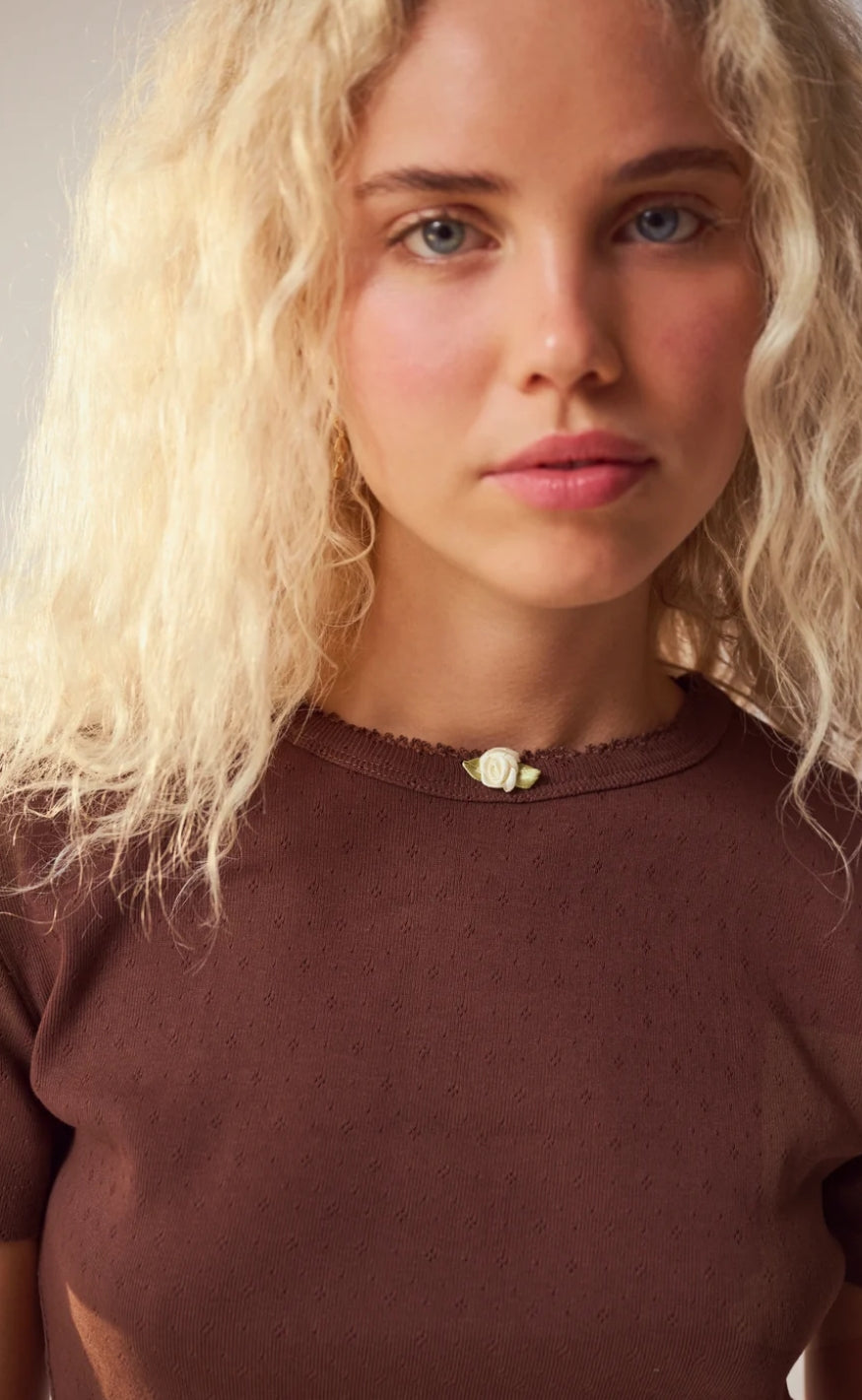 Maanesten Top - Joy Pointelle - Brown