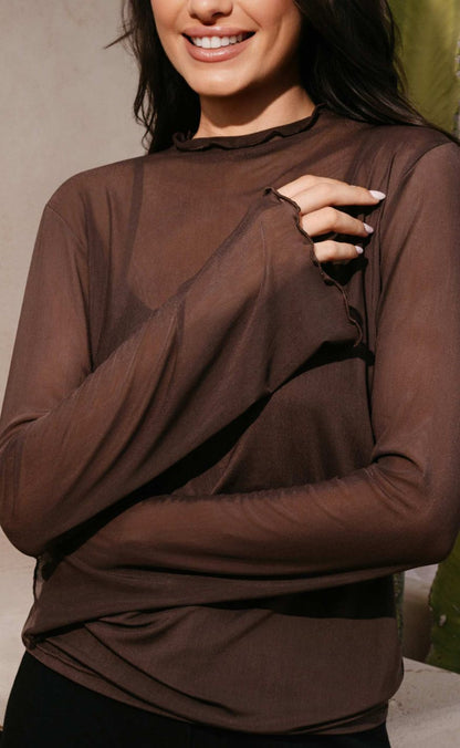 Liberte Bluse - Mesh Trompet - Dark Brown