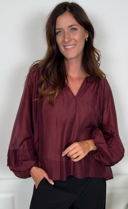 Black Colour Bluse - Linda - Plum