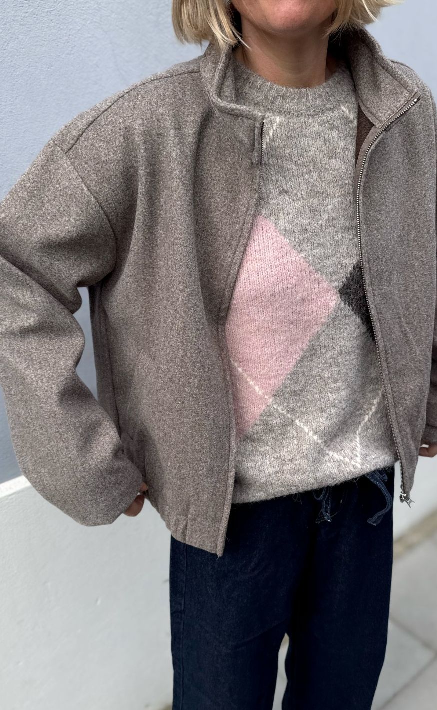 Freequent Strik - Grslulu Argyle - Desert Taupe Mel w. Pale M Mel.