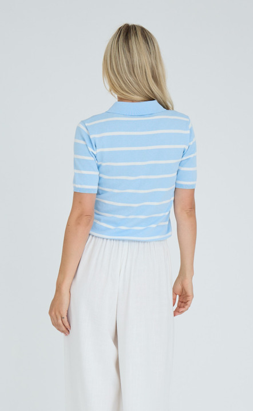A-View Strik - Elo Polo - Light Blue/White Stripe