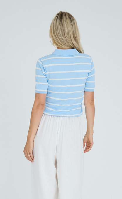 A-View Strik - Elo Polo - Light Blue/White Stripe