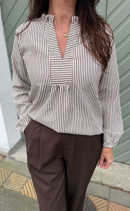 Say INA Copenhagen Bluse - Winnie New - Brown Striped