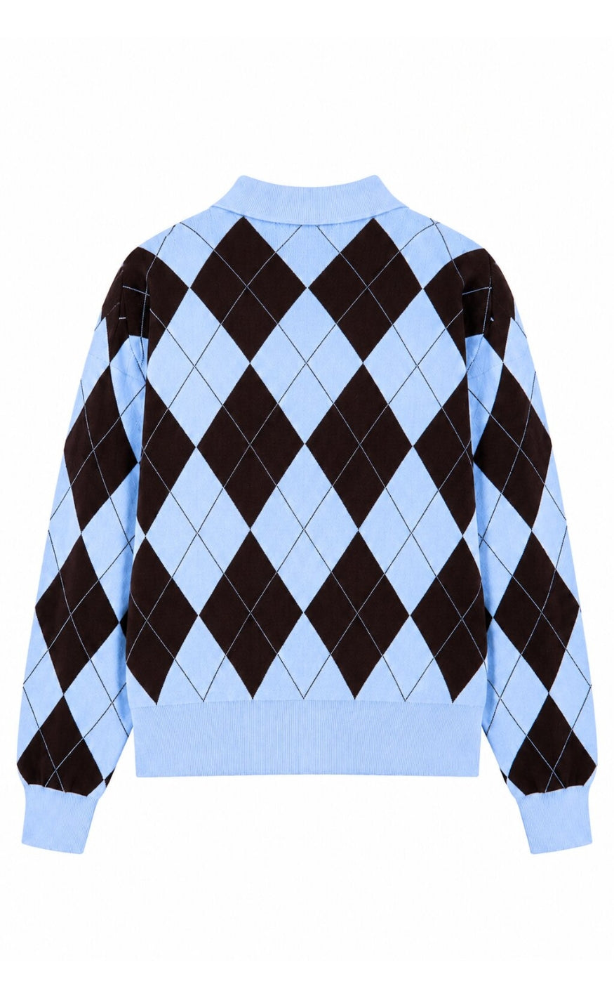 Cras Pullover - Lovemy - Blue Brown Checks