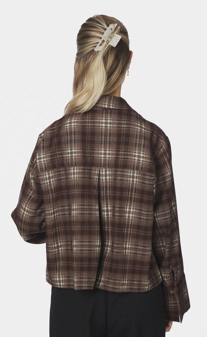 Neo Noir Skjorte - Jaylin Flannel Check - Warm Grey