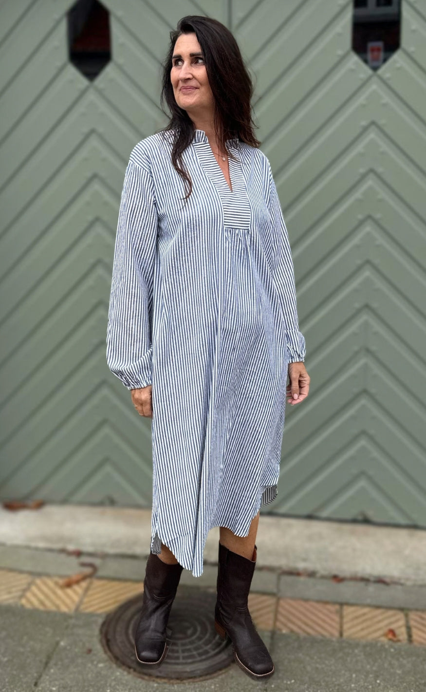 Say INA Copenhagen Kjole - Winnie New LS - Navy Blue Striped